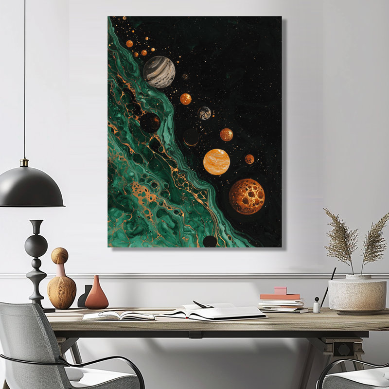 Blooming Dream Of Planets II - Space, impression murale sur métal, astronomie, 32" H x 24" W x 0.84" D