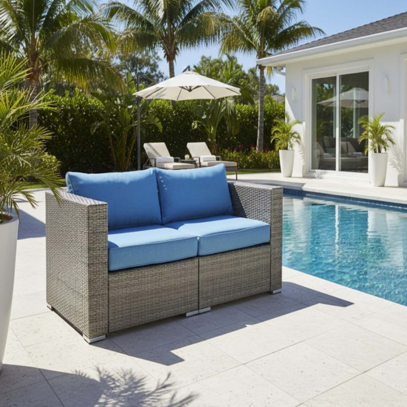 Ensemble de causeuse de patio modulaire en osier toutes saisons