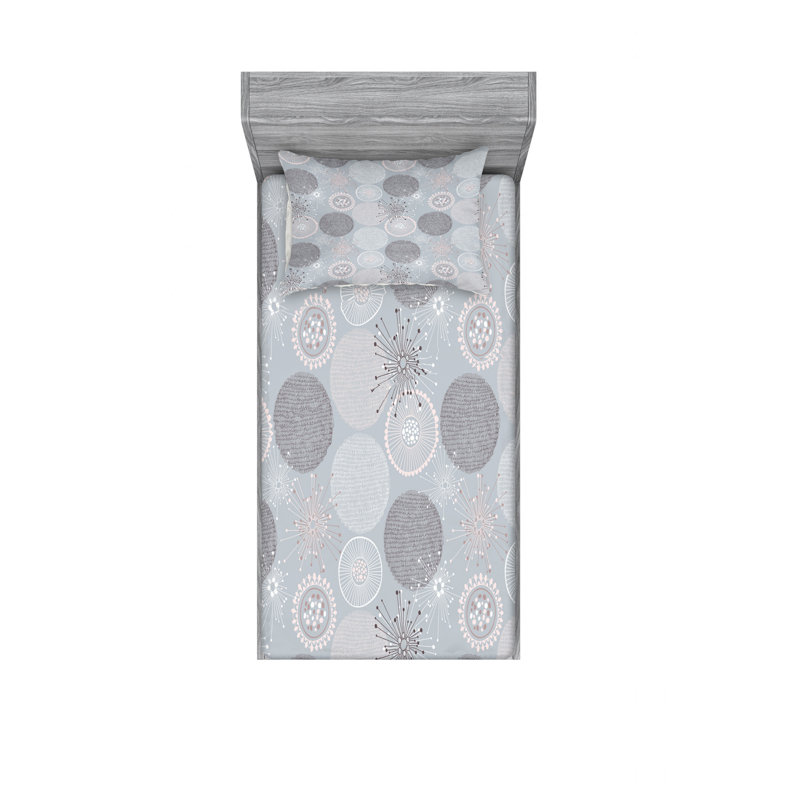 Ensemble de draps ronds ronds circulaires tons, Ensemble de draps pour lit simple TG avec drap-hou