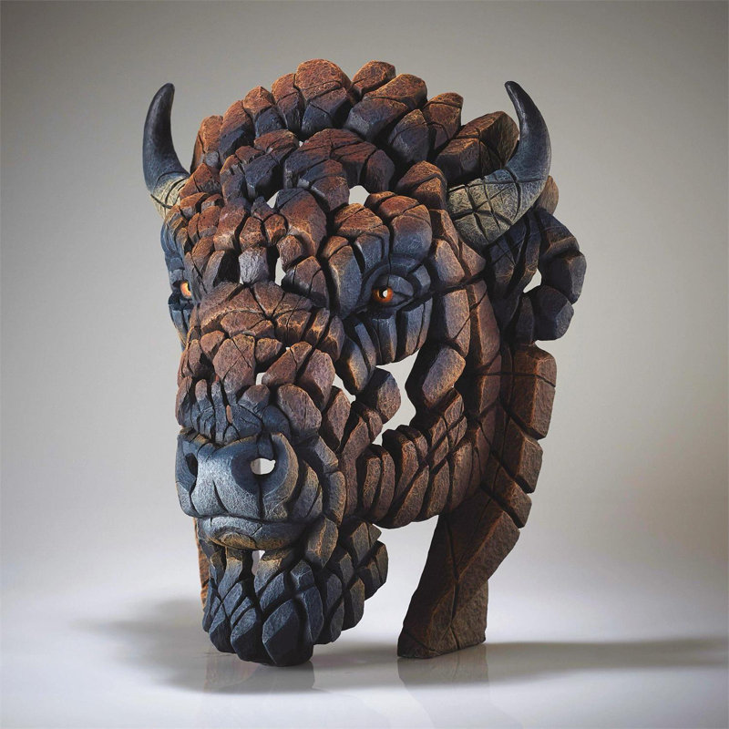 Sculpture buste de bison nord-américain Enesco