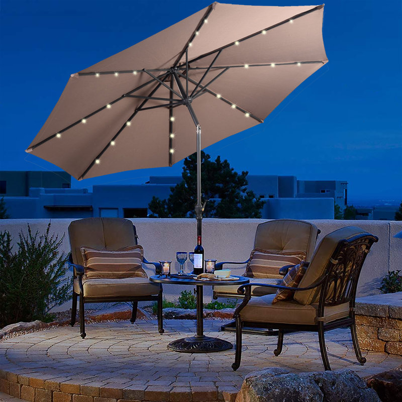 Parasol Ari Market, Brun clair, 96" H x 108" W x 108" D, Manivelle