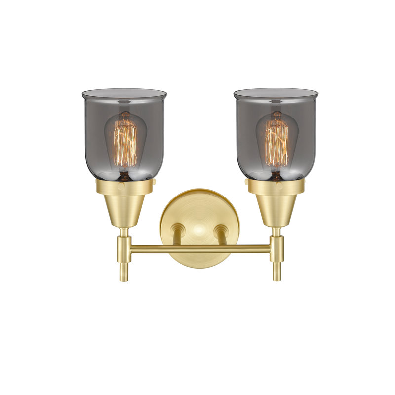 Éclairage pour meuble-lavabo à 2 lumières à intensité variable Gayle, Plaqué couleur fumée, Ampoule DEL rétro 4 watts