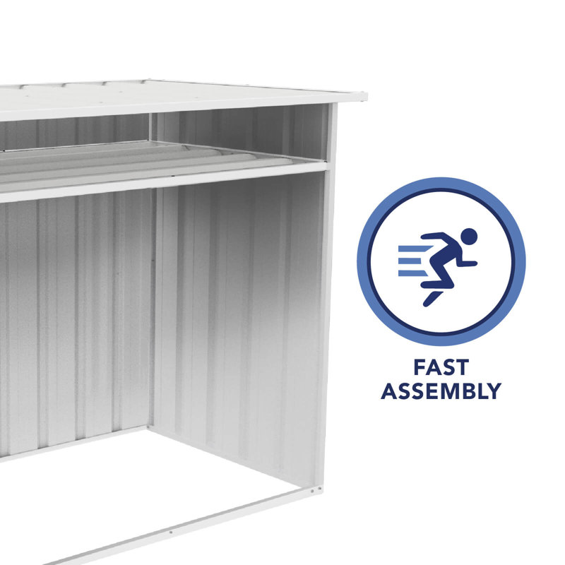 Surfmist White Metal Storage Shed with Shelving