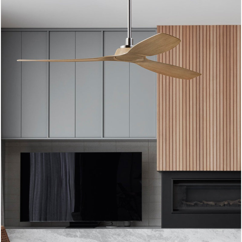 Moto 52in 3-Blades Indoor/Outdoor Ceiling Fan with Remote Control, Nickel