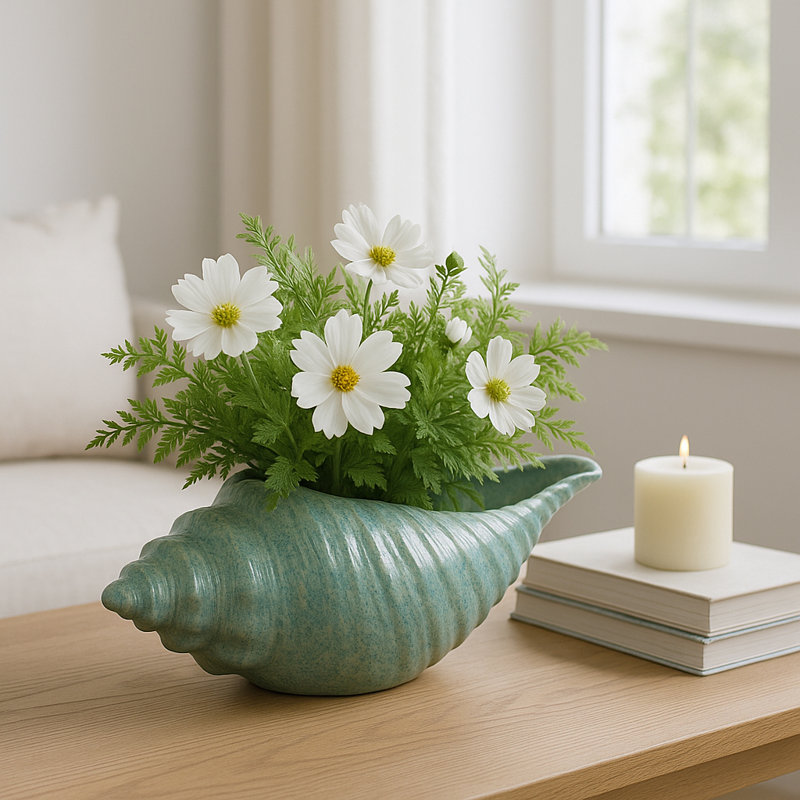 Pot à fleurs 19 po en faïence verte pour la maison et le jardin