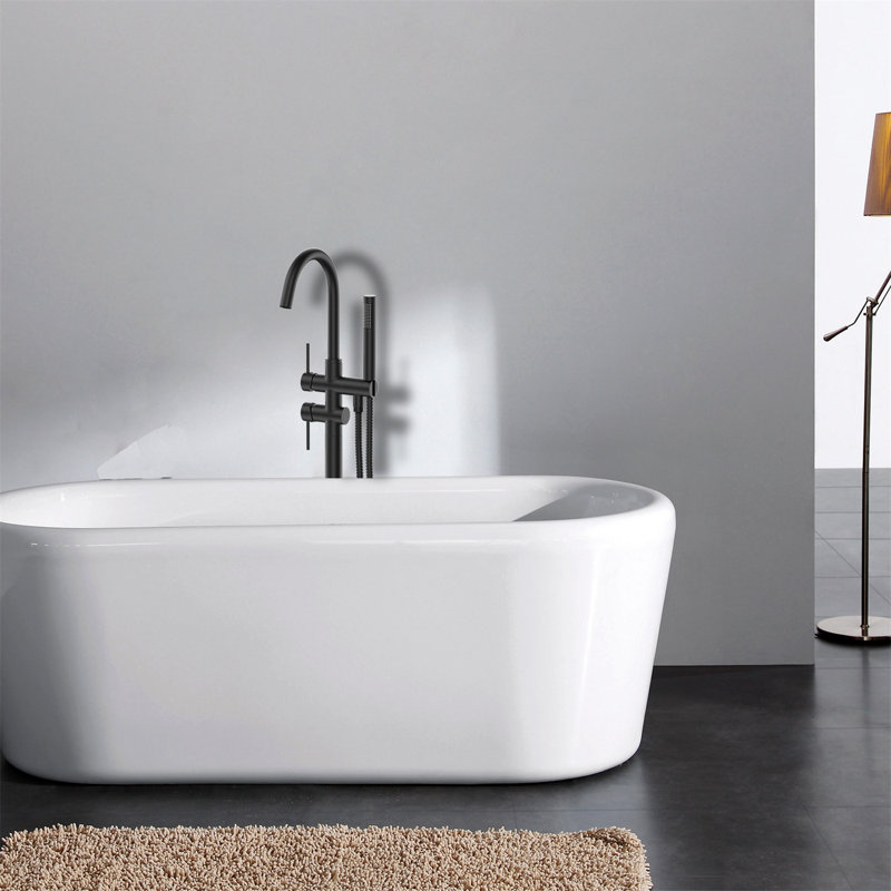 Robinet de baignoire à fixation au sol, Noir mat