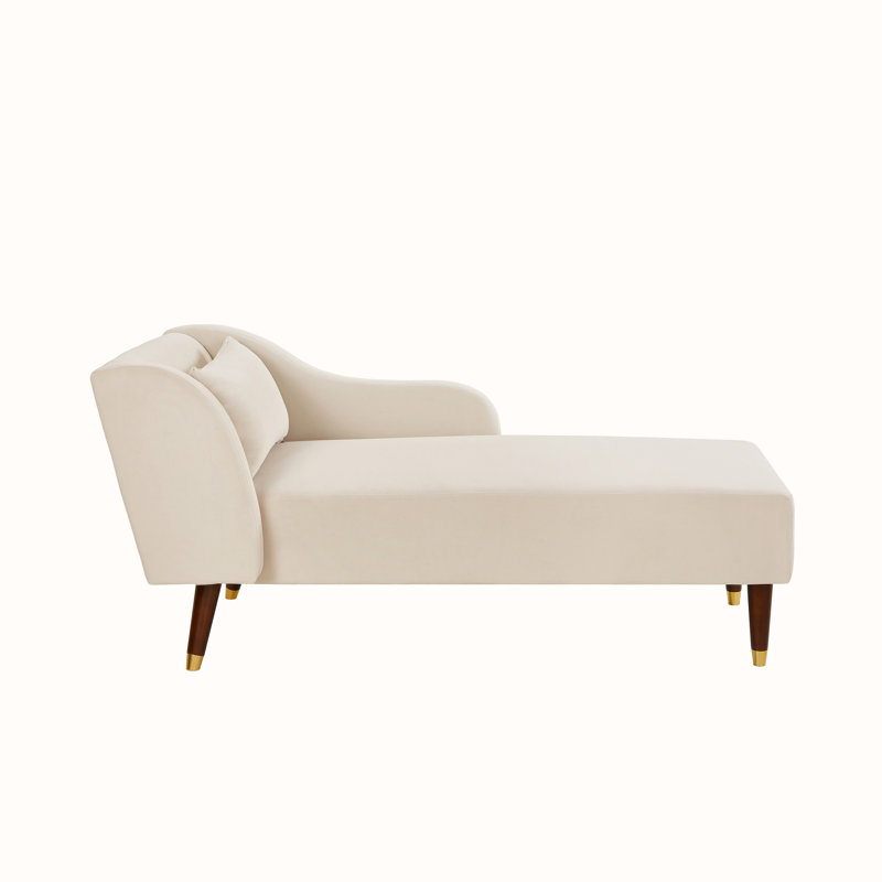 Chaise longue en velours, Velours beige