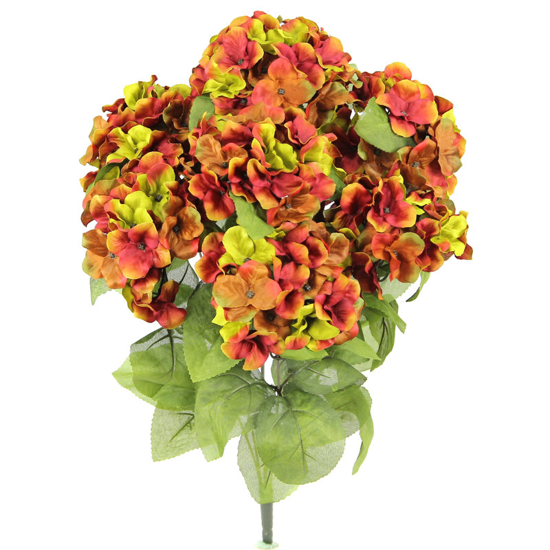 7 tiges d'hortensia artificielles en pleine floraison, Mélange forestier
