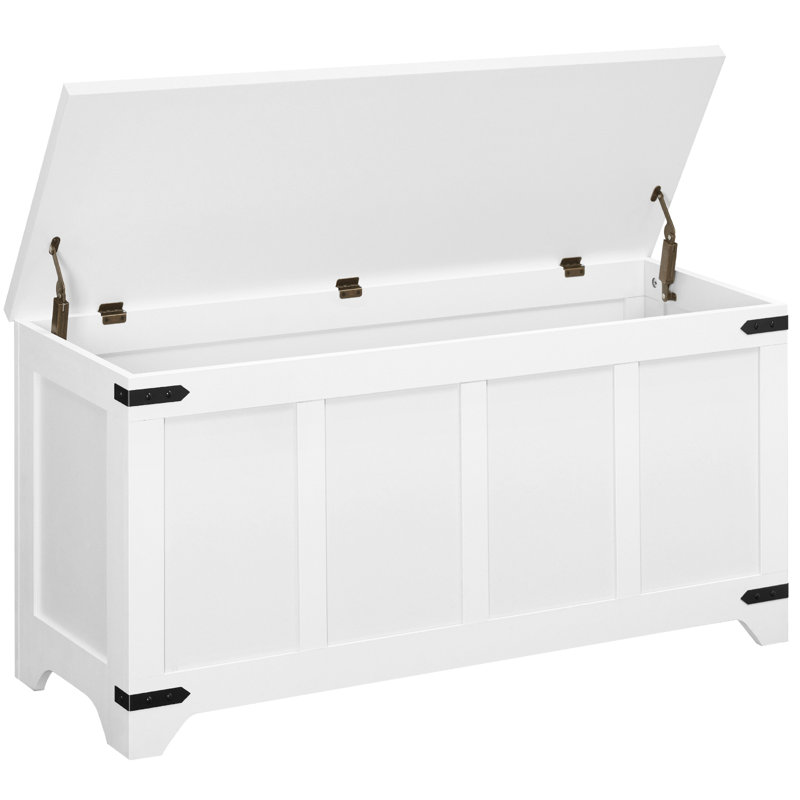 47.2" Storage Chest Storage Trunk With 2 Safety Hinges, White