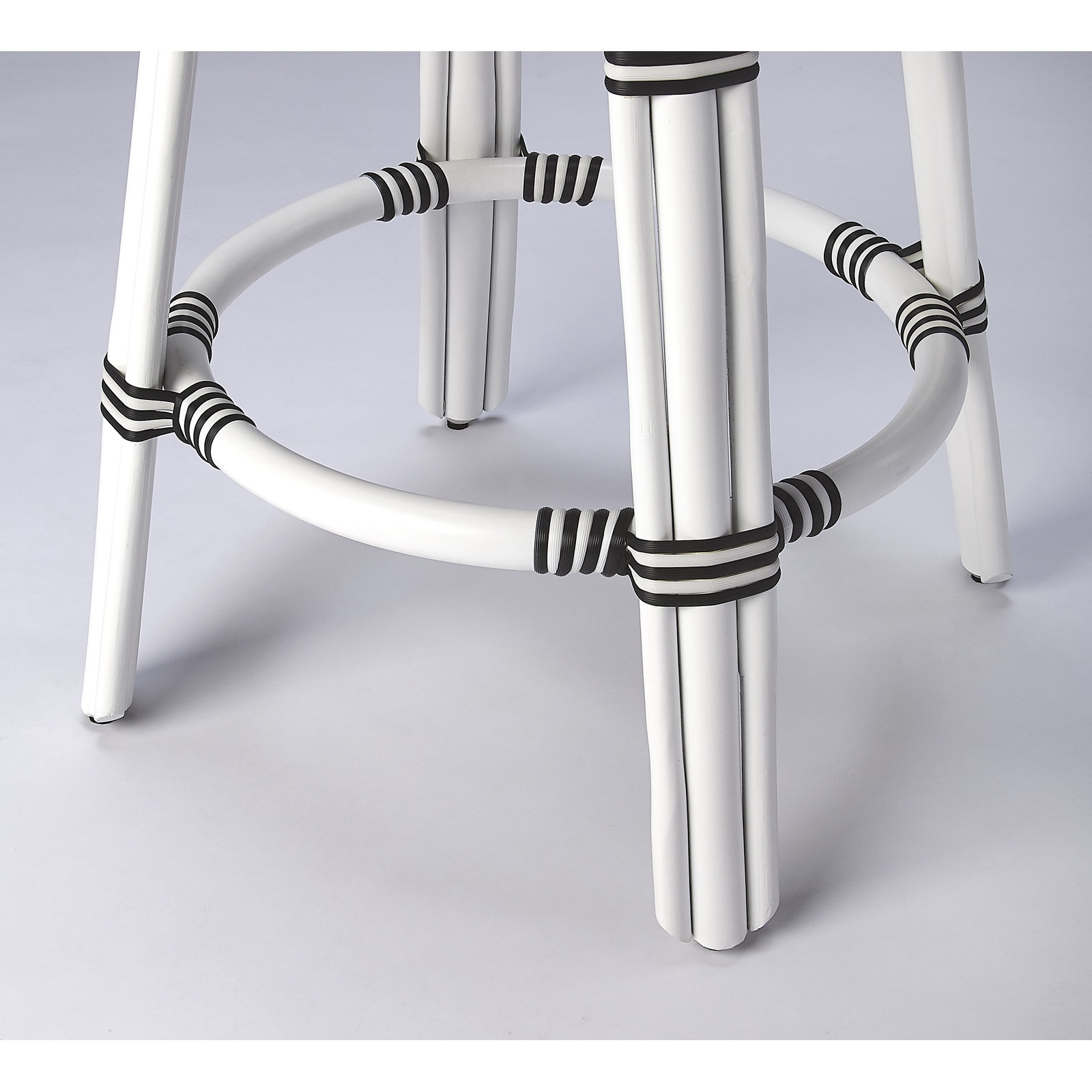 Alastair Bar & Counter Stool, Counter Stool (24" Seat Height), White/Black Dot/White Rattan Frame