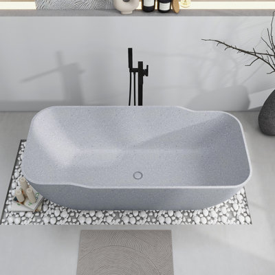 71'' X 31.5'' Freestanding Soaking Terrazzo Bathtub