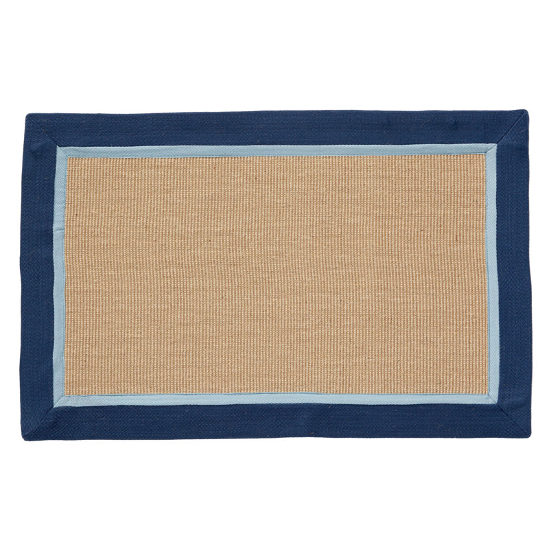 Tapis en jute Bayside, L 22 po x L 34 po, Bleu marine / naturel