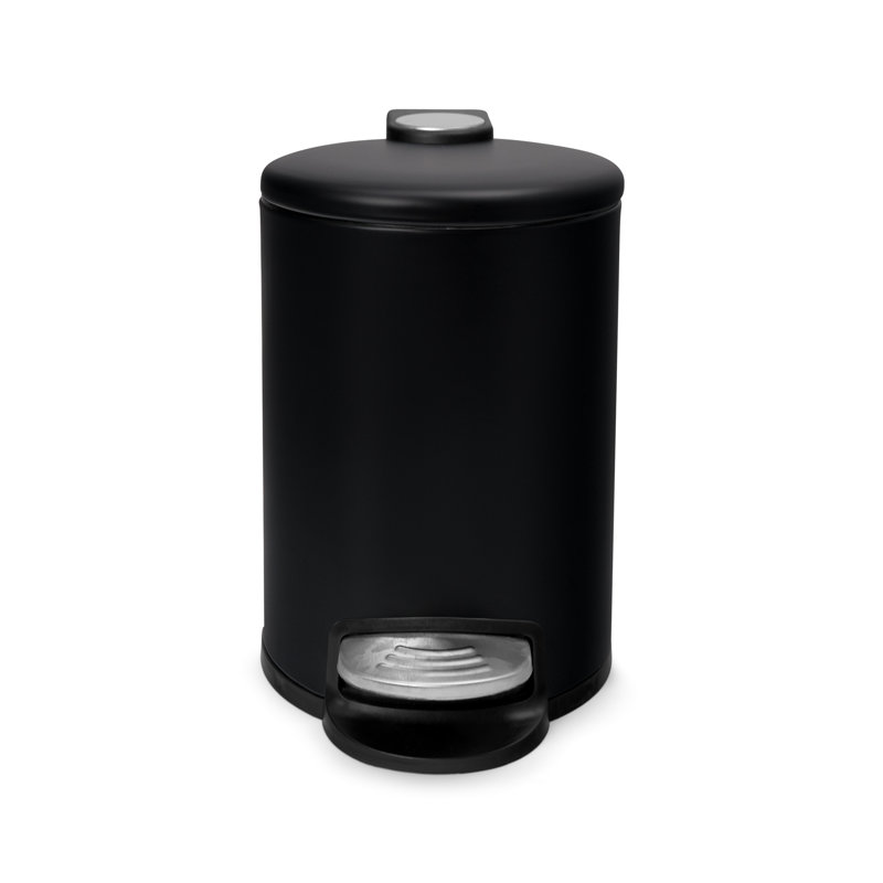 Poubelle à pédale ronde 0,8 gallon Acento Rondo avec couvercle à fermeture en douceur et rester ouvert, seau intérieur amovible et pédale de qualité supérieure, blanc mat