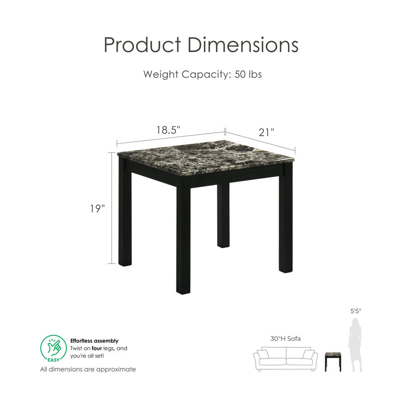 Brudan 3-Piece Coffee Table Set, Black/White