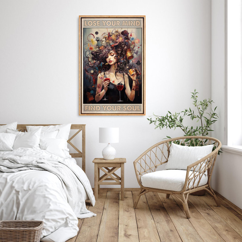 Damira Woman Wine Lose Your Mind sur toile, impression, H 14 po x l 11 po x P 1,25 po