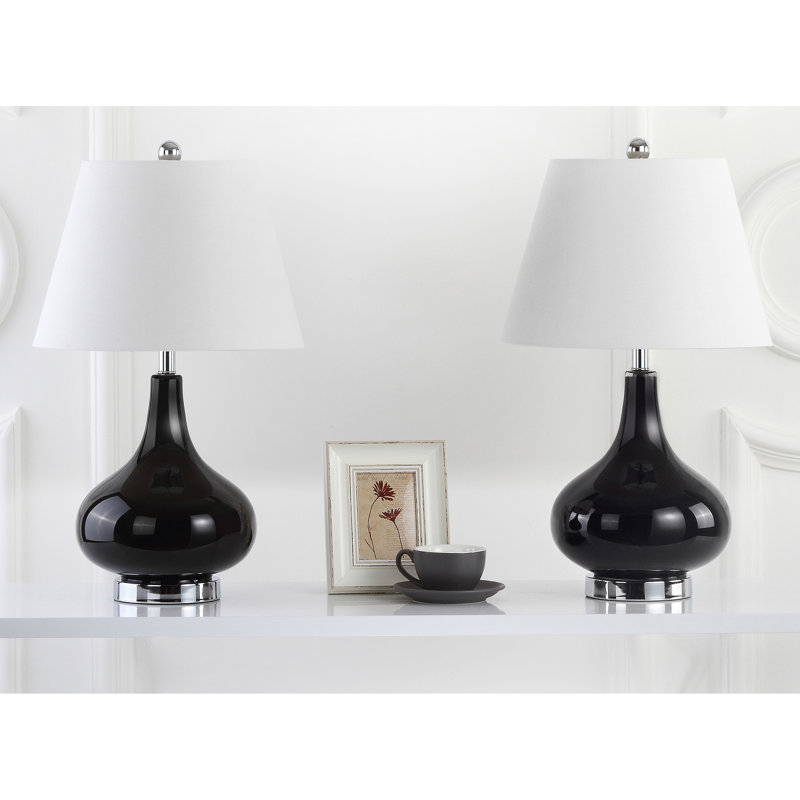Akeim Glass Table Lamp, Black