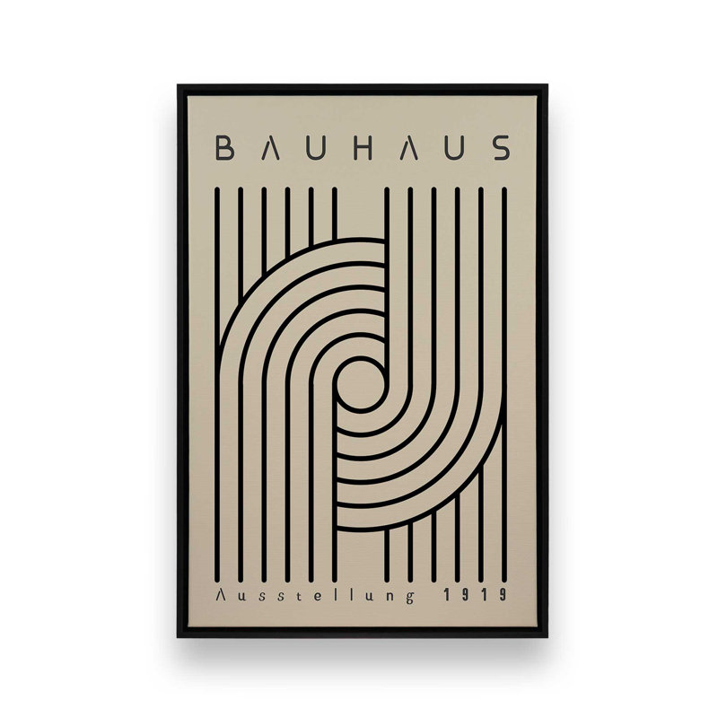 Impression sur toile monochrome Bauhaus Curves, Reproduction encadrée sans passe-partout, H 18,75 po x l 12,75 po
