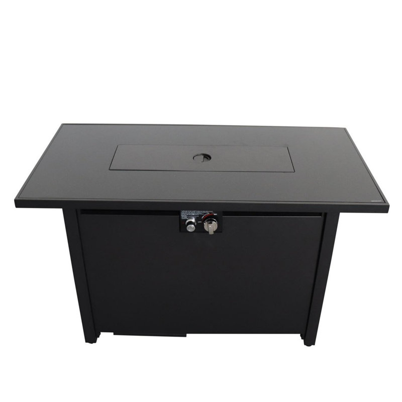 Table de foyer d'extérieur en acier avec couvercle