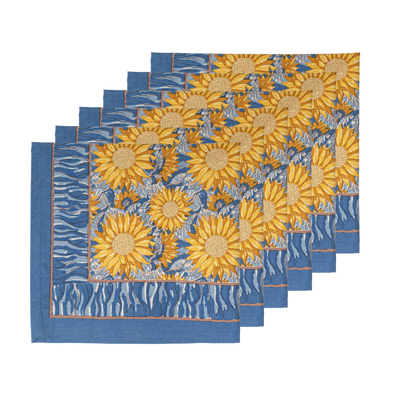Sunflower 100% Cotton Square Napkins, Blue