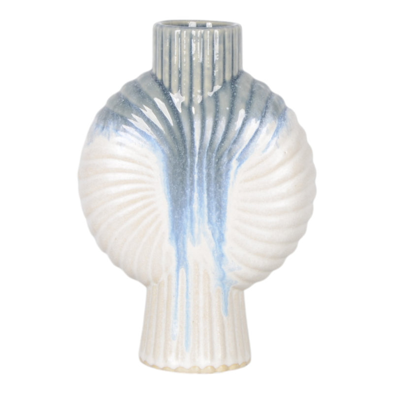 Handcrafted Earthenware Vase - Modern Minimalist Ceramic Decor, Stylish Pottery Accent for Home, 10" H x 7" W x 3" D