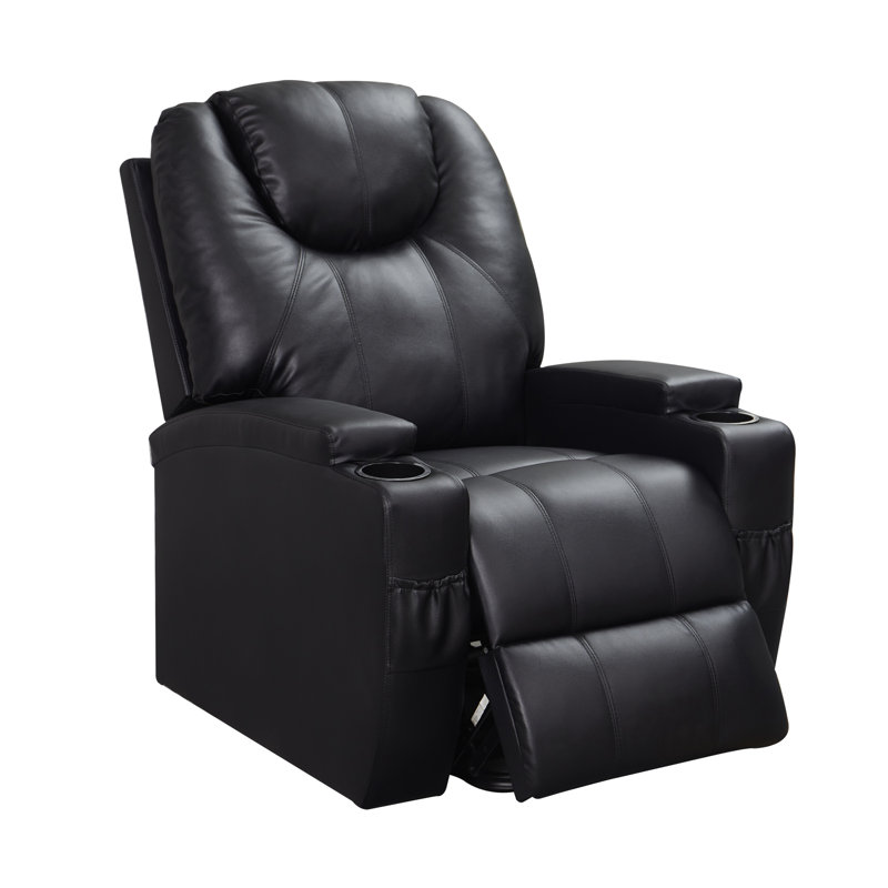 Fauteuil inclinable électrique en cuir Vegan, Similicuir noir