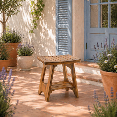 Teak Shower Bench For Inside Shower - 450lbs Capacity Wooden Shower Stool Benches Waterproof For Shaving Legs