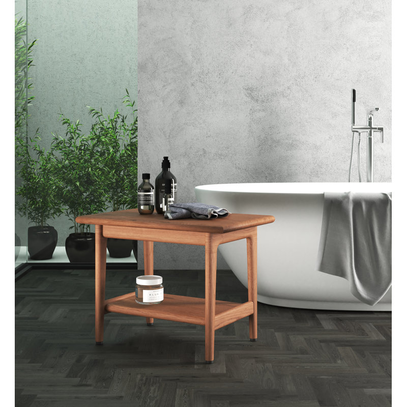 Maluku 24'' W Teak Shower Bench, 18" H x 24" W x 14" D