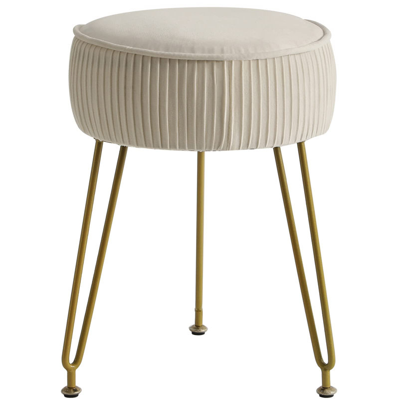 Nahiya Metal Accent Stool, Cream/White