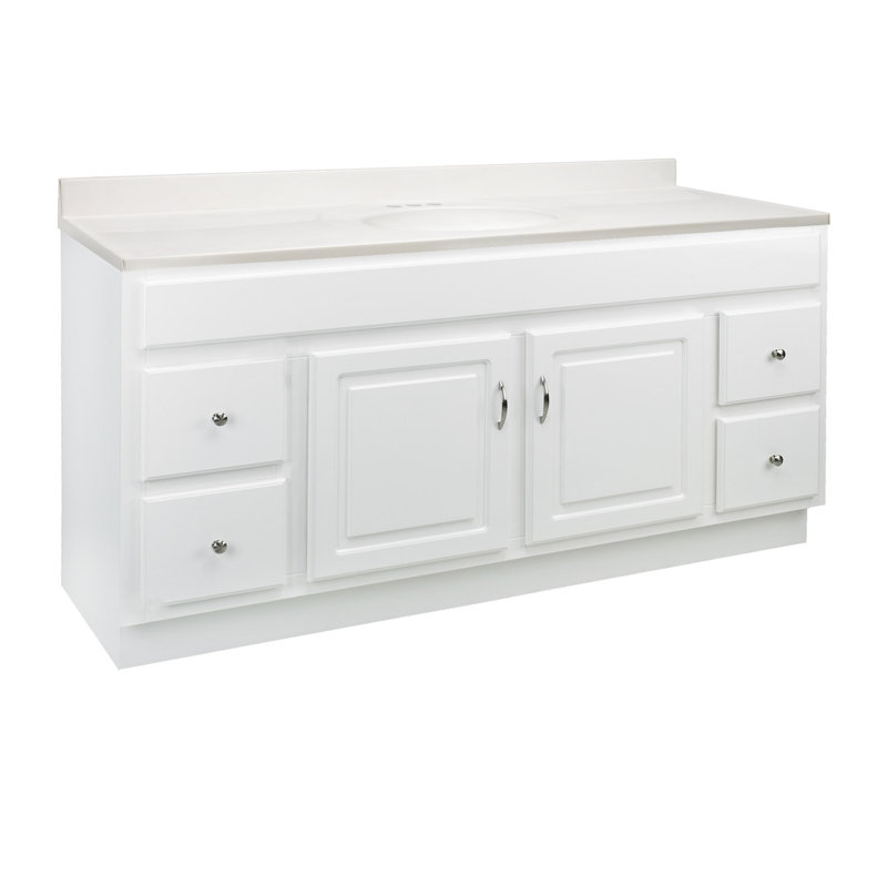 Concord 61 Inch Bathroom Vanity with Top, Ready to Assemble, White