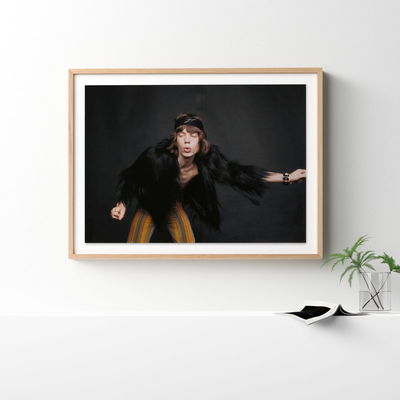 Rolling Stones Singer by Getty Images, 36" H x 48" W, Light Brown Framed