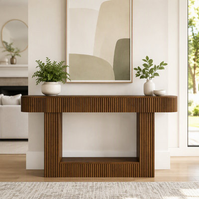 Console table, wooden rectangular sofa table behind the sofa, farmhouse entryway table, hallway, living room.Narrow Hallway AccentTable for Living Roo
