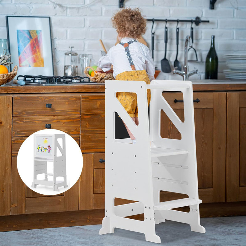 Jadea White Step Stool with Storage