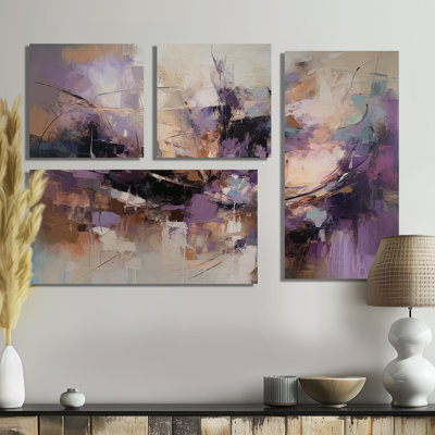 Purple Minimalims Enchantment - Purple Wall Art 4 Pieces