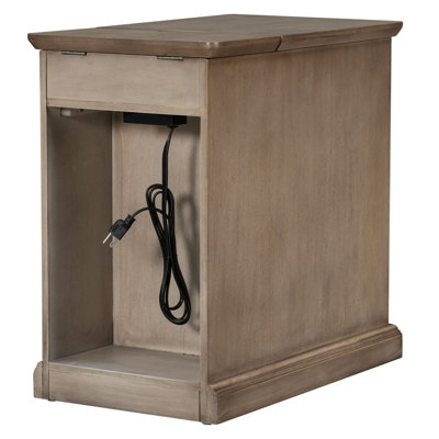 Classic Vintage Livingroom End Table Side Table With USB Ports And One Multifunctional Drawer With Cup Holders