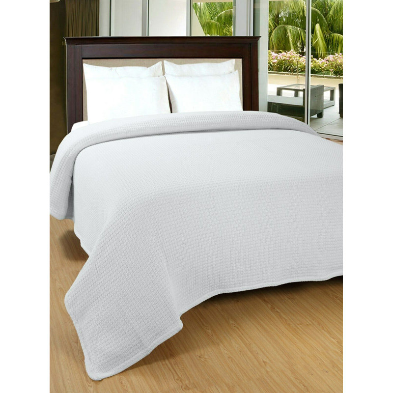 Couverture luxueuse en coton peigné, Simple, Blanc