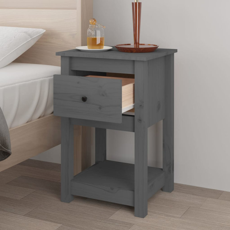 40cm W Solid Wood Bedside Table, Brown, Individual