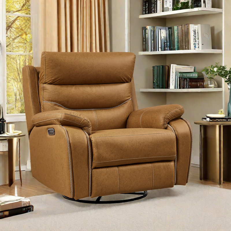 Fauteuil inclinable rotatif électrique Toderita, Polyester brun clair