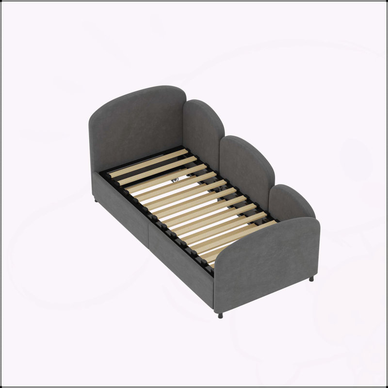 Lit de jour rembourré en velours moderne avec cadre de lit supplémentaire pour une utilisation polyvalente, Gris foncé