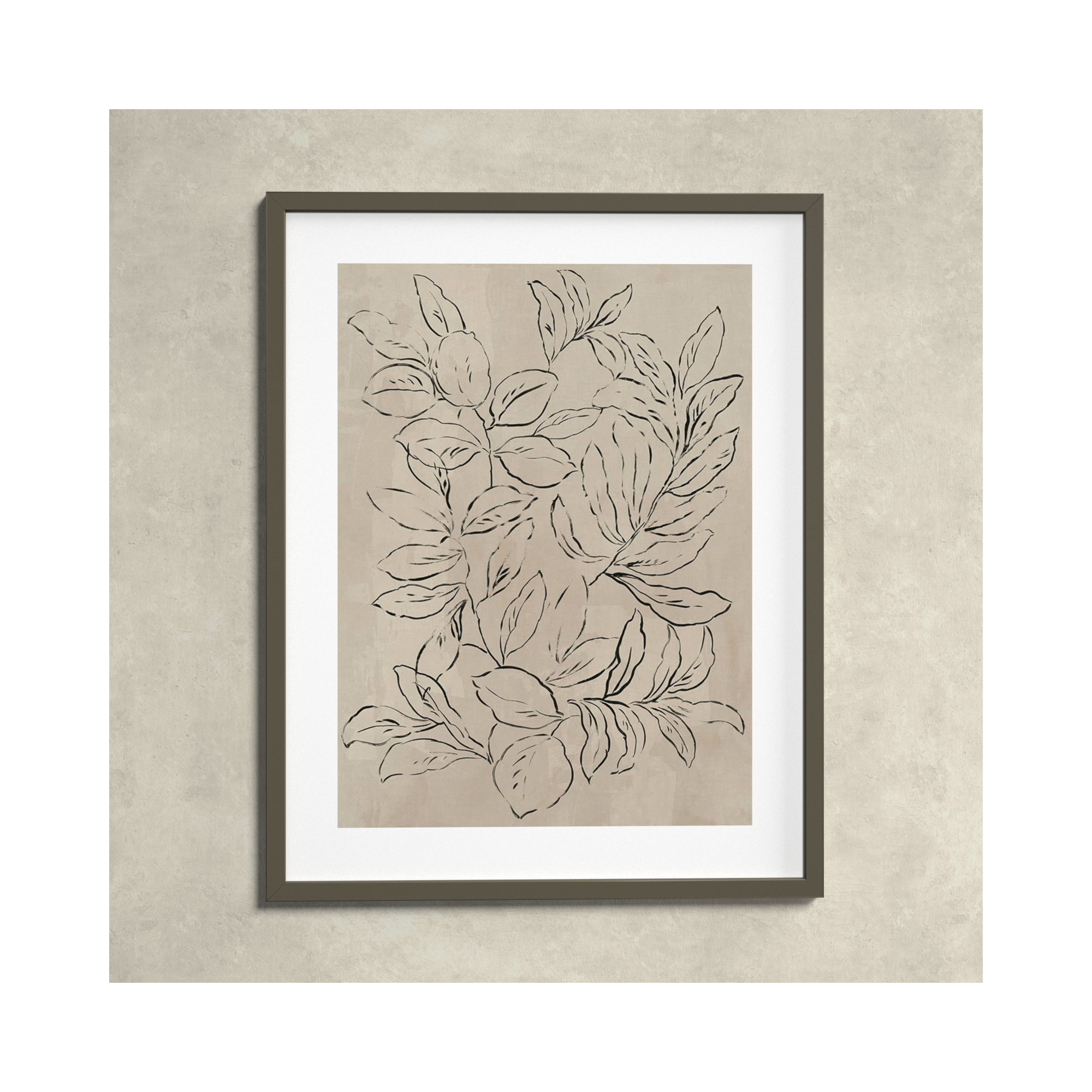 Outlined Leaves II by Asia Jensen, 33.25" H x 26.25" W, Gray