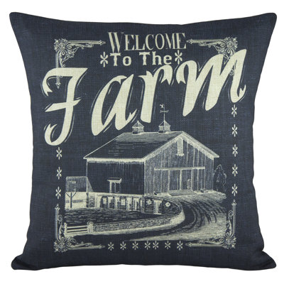 Welcome To The Farm Cotton Reversible Throw Pillow