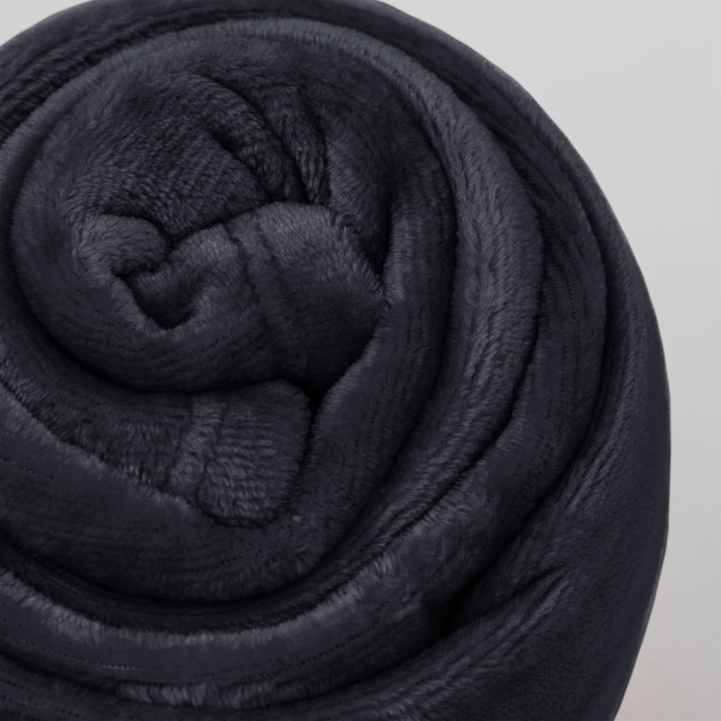 Couverture réversible en fausse fourrure de peluche vison, Simple (60 po x 80 po), Noir