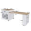 Îlot de cuisine extensible avec table de salle à manger, comptoir en grain de bois massif avec prise de courant, chariot de rangement mobile avec armoire et 2 tiroirs, table de préparation pour la cuisine
