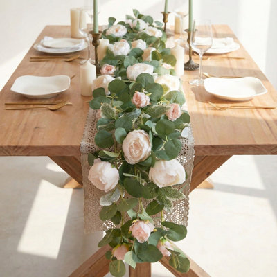 Spring 2-piece 6-foot Artificial Flower & Eucalyptus Garland Set