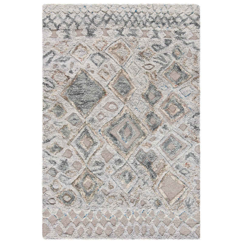 Tapis gris / ivoire en laine touffeté Powell, Rectangle 4 pi x 6 pi