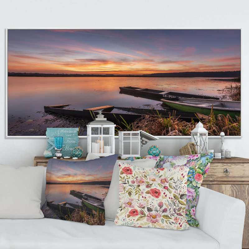 Sunrise Lake - Photographie sur toile, Cadre blanc, H 24 po x l 36 po x P 1 po