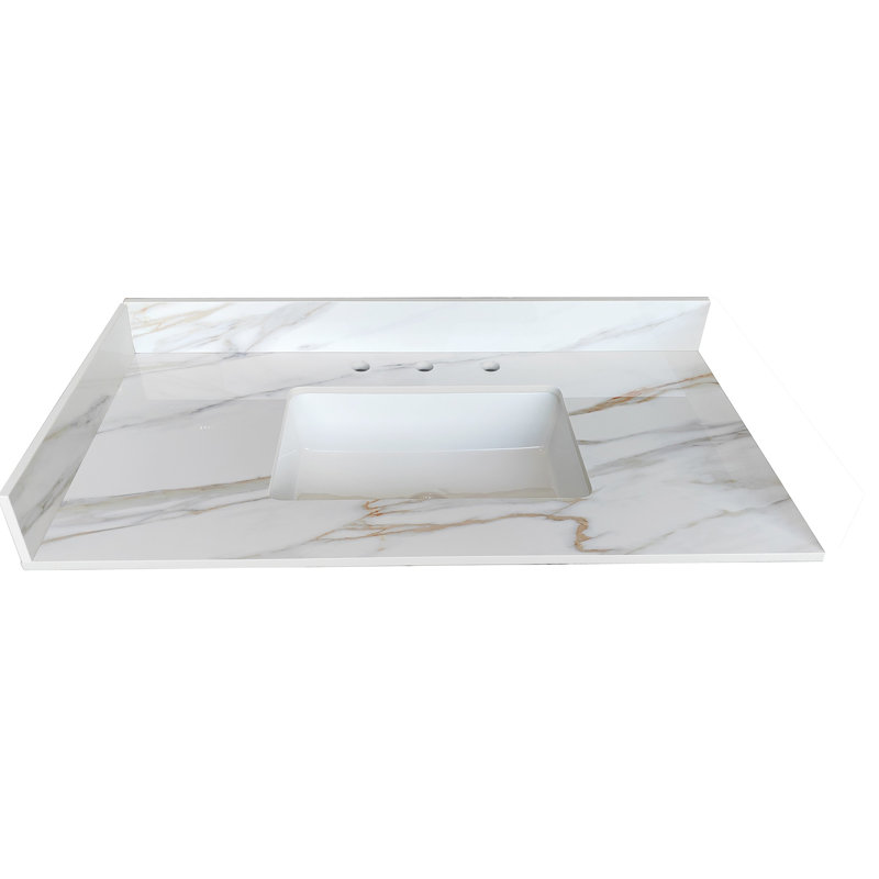 Dosseret de meuble-lavabo en pierre frittée blanche 22 po, hauteur 4 po, design américain, aspect tache, hauteur 22 po, hauteur 4 po, style traditionnel, antitache