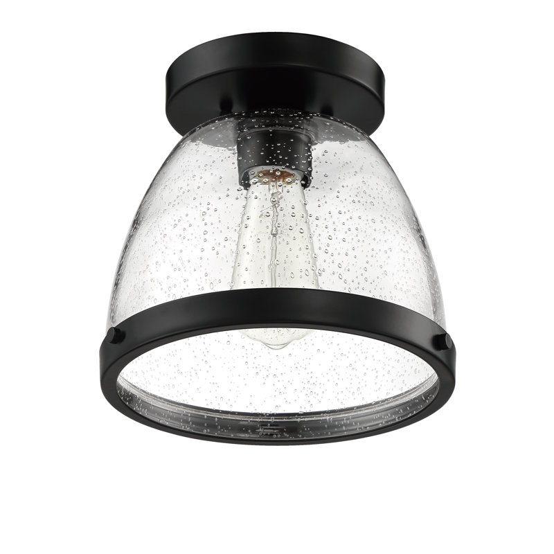 Lodie Glass Semi Flush Mount, Black, 8.75" H x 9.5" W x 9.5" D