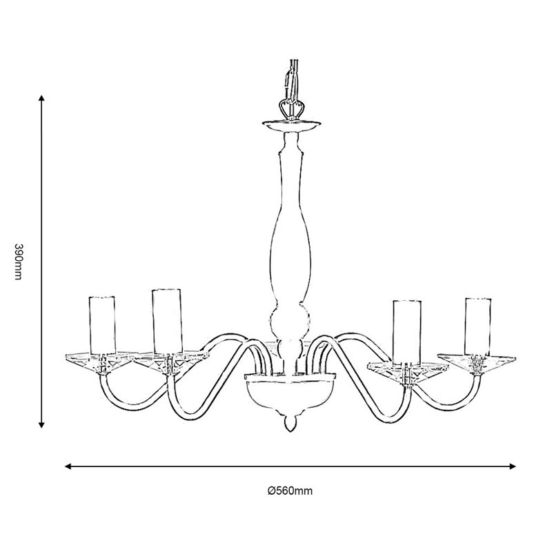 Francine 5 - Light Candle Style Chandelier, Antique Silver