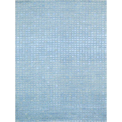 Tapis bleu noué à la main de haute qualité