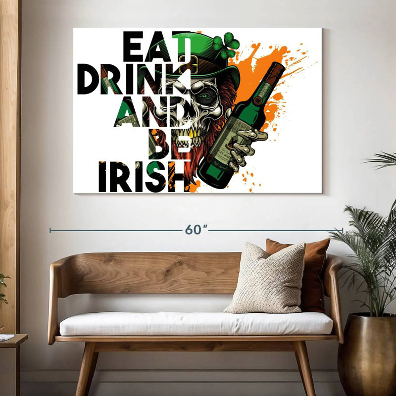 Lelend Eat Drink And Be Irish Skull, H 34 po x l 51 po